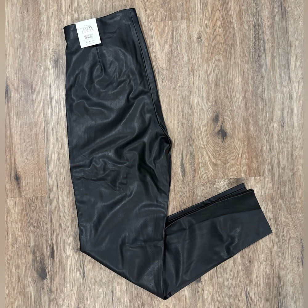 Zara Black Faux Leather Leggings